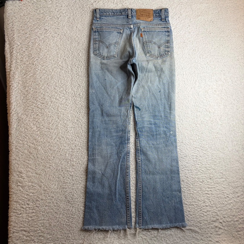 Vintage Levis 517 Orange Tab Jeans 29x32 (28x29) Light Wash Bootcut Raw Hem